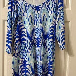 Lilly Pulitzer Blue & Light Blue Abstract  Print Tunic dress